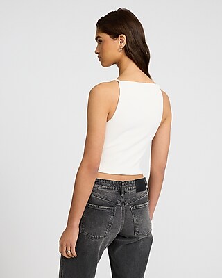 High Neck Draped Cropped Tank