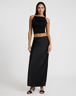 Studio Stretch Crepe High Neck Draped Cropped Tank - image 2