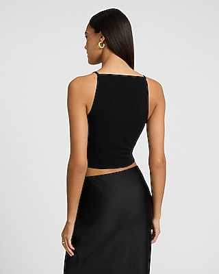 Studio Stretch Crepe High Neck Draped Cropped Tank - image 4
