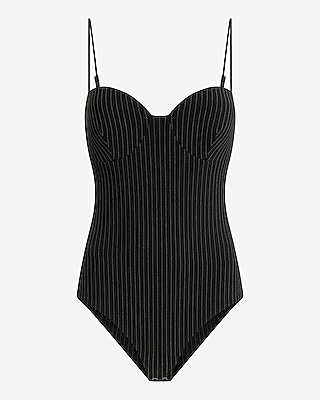 Pinstripe Bustier Sleeveless Bodysuit