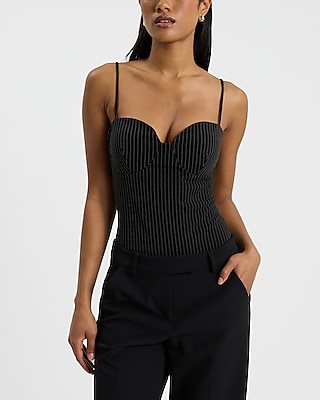 Pinstripe Bustier Sleeveless Bodysuit