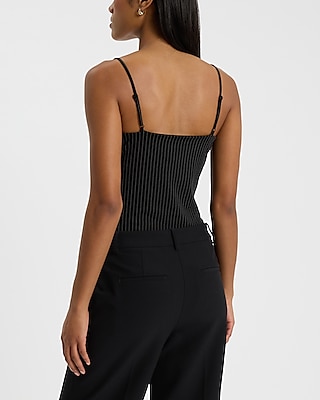 Pinstripe Bustier Sleeveless Bodysuit