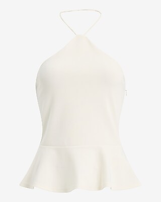 Tie Halter Neck Peplum Top