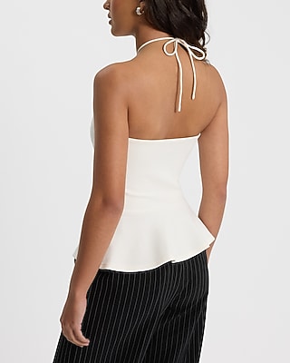 Tie Halter Neck Peplum Top