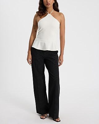 Tie Halter Neck Peplum Top