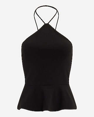 Tie Halter Neck Peplum Top - image 4