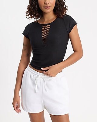 Body Contour Seamless Ribbed Mesh Crew Neck Tee