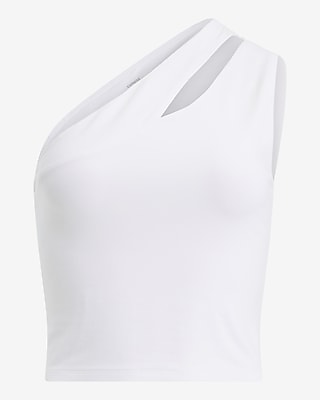 Body Contour Stretch Cotton One Shoulder Cutout Cropped Tank Express