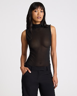 Mock Neck Mesh Bodysuit