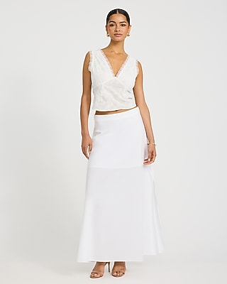 Cotton Lace Trim V-Neck Tie Open Back Tank - thumbnail 8