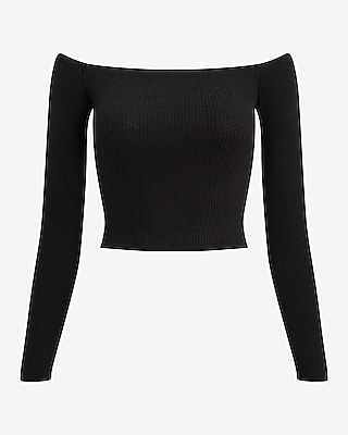 Cozy Ribbed Off The Shoulder Cropped Tee