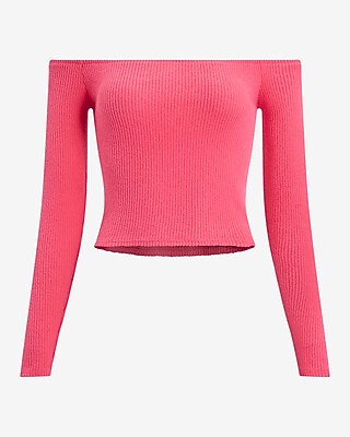 Cozy Ribbed Off The Shoulder Cropped Tee - image 4