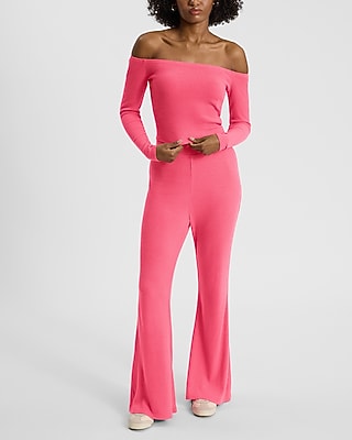 Cozy Ribbed Off The Shoulder Cropped Tee - image 3