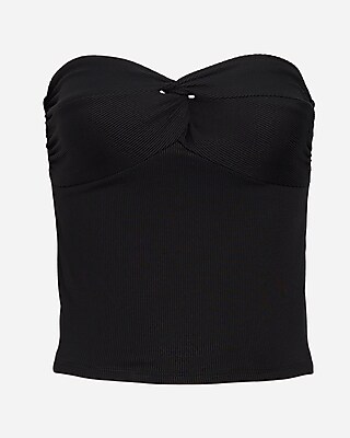 Body Contour Seamless Ribbed Twist Cropped Tube Top - thumbnail 10