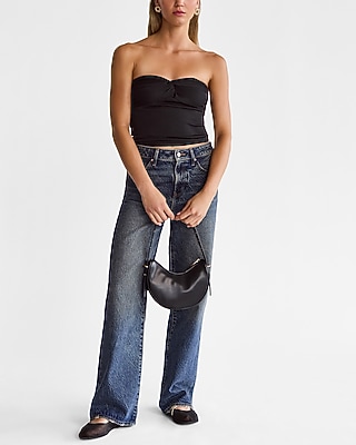 Body Contour Seamless Ribbed Twist Cropped Tube Top - thumbnail 9