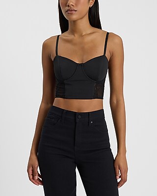 Lace Pieced Sweetheart Bustier Corset Cropped Cami | Express