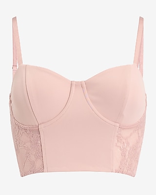 Lace Pieced Sweetheart Bustier Corset Cropped Cami