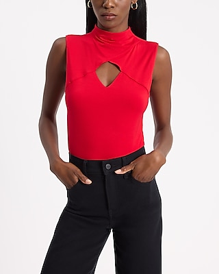 Mock Neck Front Cutout Tank