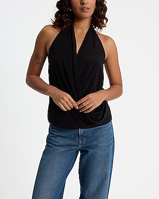 V-Neck Halter Neck Surplice Tank