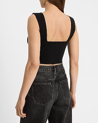 Mesh Pieced Sweetheart Bustier Cropped Tank