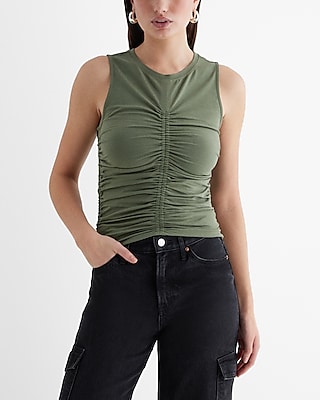 Crew Neck Ruched Tank