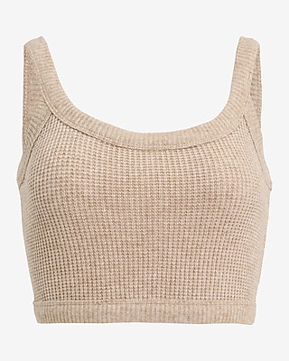 Glitter Waffle Fitted Scoop Neck Cropped Cami