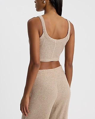 Glitter Waffle Fitted Scoop Neck Cropped Cami