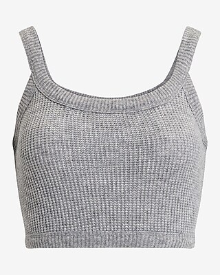 Glitter Waffle Fitted Scoop Neck Cropped Cami