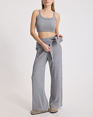 Glitter Waffle Fitted Scoop Neck Cropped Cami