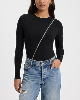 Body Contour Asymmetrical Zip Long Sleeve Tee in Stretch Cotton