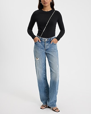 Body Contour Asymmetrical Zip Long Sleeve Tee in Stretch Cotton