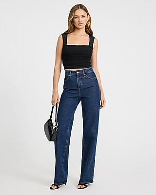 Mesh Square Neck Ruched Cropped Tank