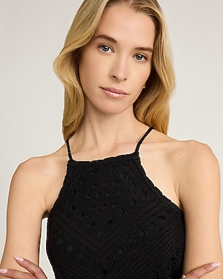 Open Stitch High Neck Sweater Tank - image 2