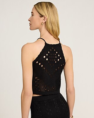 Open Stitch High Neck Sweater Tank - image 3