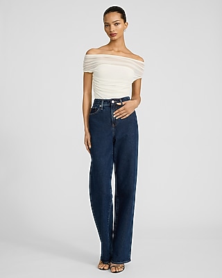 Mesh Off The Shoulder Ruched Bodysuit