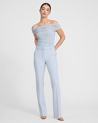 Mesh Off The Shoulder Ruched Bodysuit in Ivory - image 4