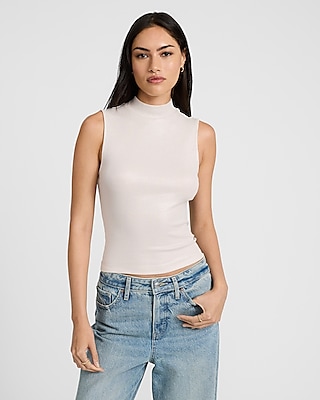 Shine Fitted Ribbed Mock Neck Tank