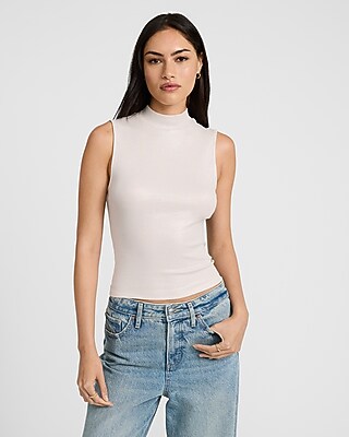 Shine Fitted Ribbed Mock Neck Tank
