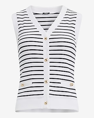 Striped V-Neck Novelty Button Up Tank