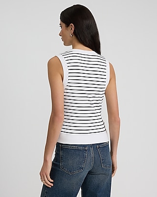 Striped V-Neck Novelty Button Up Tank