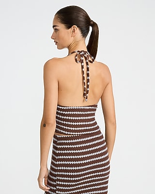 Crochet Striped Tie Halter Tank - image 2