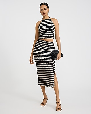 Crochet Striped Tie Halter Tank - image 4