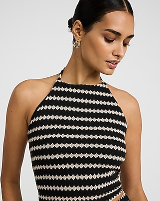 Crochet Striped Tie Halter Tank - image 2