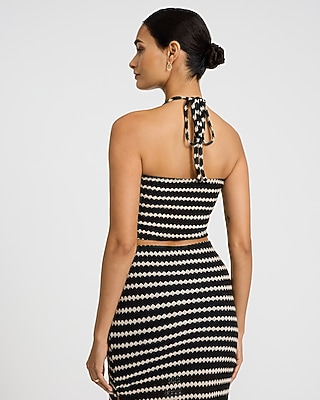 Crochet Striped Tie Halter Tank - image 3