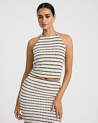Crochet Striped Tie Halter Tank - image 5