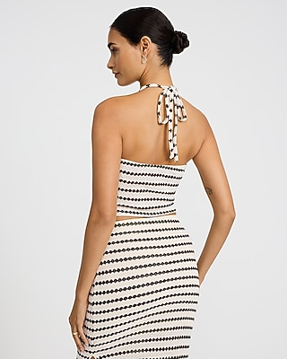 Crochet Striped Tie Halter Tank