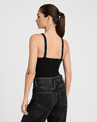 Body Contour Stretch Cotton V-Neck Sleeveless Bodysuit