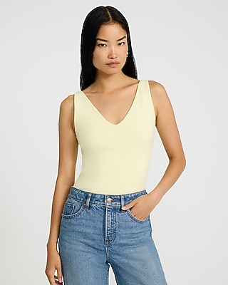 Body Contour Light Compression Stretch Cotton V-Neck Sleeveless Bodysuit