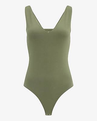 Body Contour Light Compression Stretch Cotton V-Neck Sleeveless Bodysuit