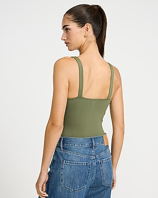 Body Contour Light Compression Stretch Cotton V-Neck Sleeveless Bodysuit